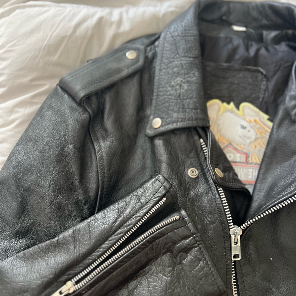 Vintage FOX Leather Jacket with Patch - Picture 3 of 8